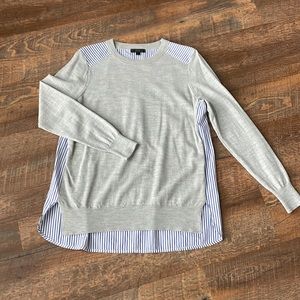 J. Crew gray/blue stripe mixed media sweater shirt - Small